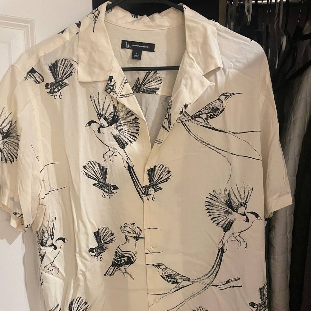 International Concepts Bird Camp Collar Shirt Size Large